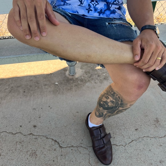 GUCCI GUCCISSIMA GG LEATHER SNEAKER SHOES VELCRO STRAP 091835 MONOGRAM BUCKLE 43 - Picture 8 of 16